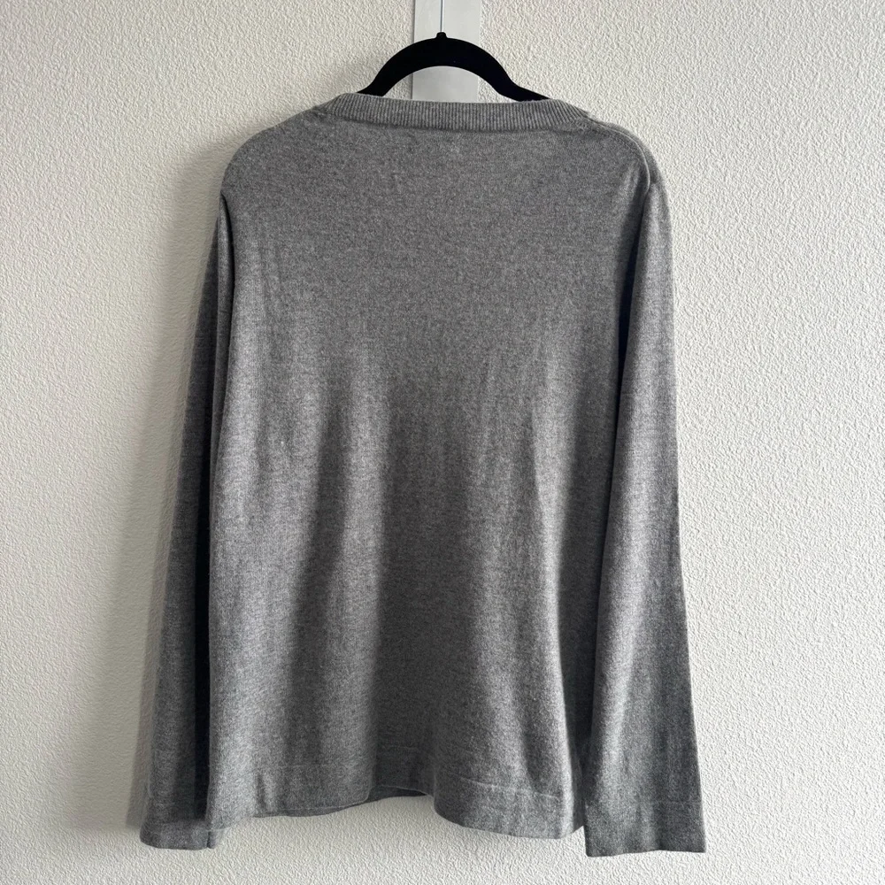 J. Crew Cotton-Wool Blend Teddie Sweater Grey Minimal Classic Fit Pullover